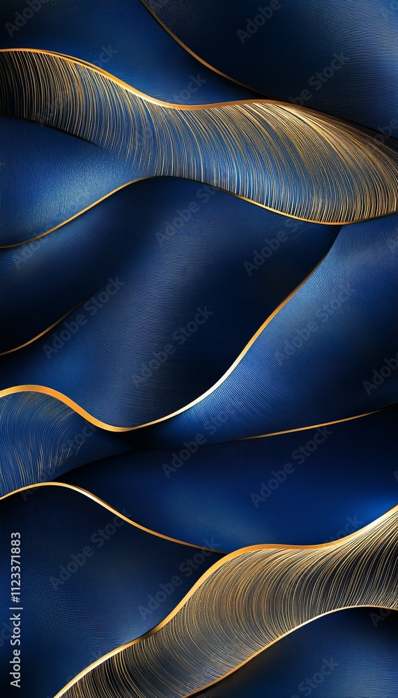 Poster elegant blue and gold geometric background with abstract triangle patterns for presentation design