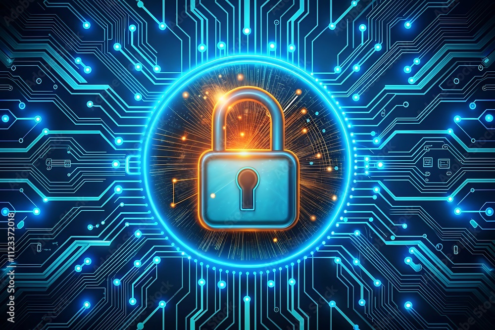 Poster abstract secure technology background with circuit