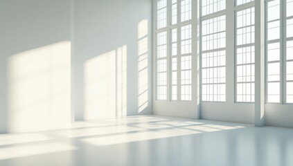 Fototapeta premium Sunlit Modern Room: Architectural Photography of White Interior Space