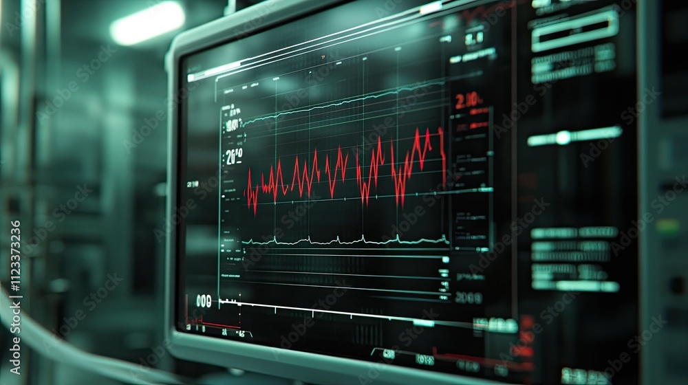 Poster Heart Rate Monitor Display with Graphs and Health Data Visualization