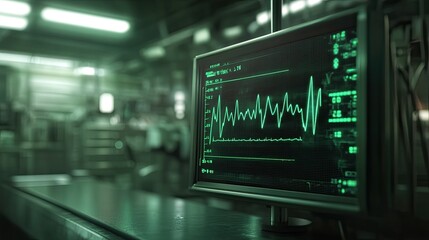 Green Monitor Displaying Data in a Modern Laboratory Environment