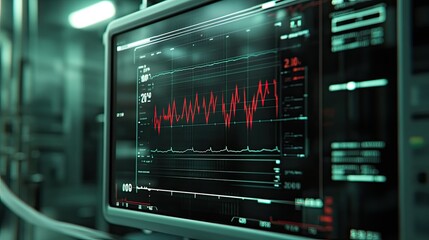 Fototapeta premium Heart Rate Monitor Display with Graphs and Health Data Visualization