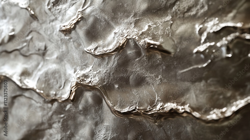 Poster abstract metallic texture with fluid waves and reflective surface