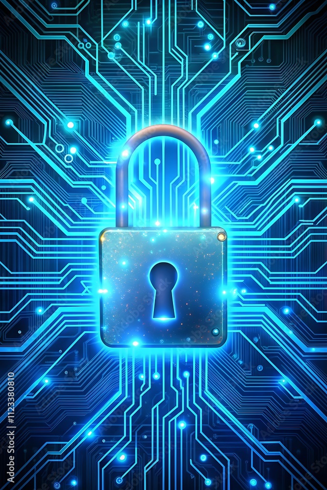 Poster abstract secure technology background with circuit