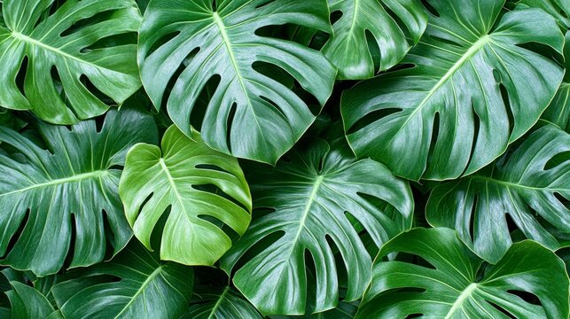 Vivid green and blue neon light creating a luminous tropical jungle with layered leaves and glowing highlights for a vibrant exotic theme