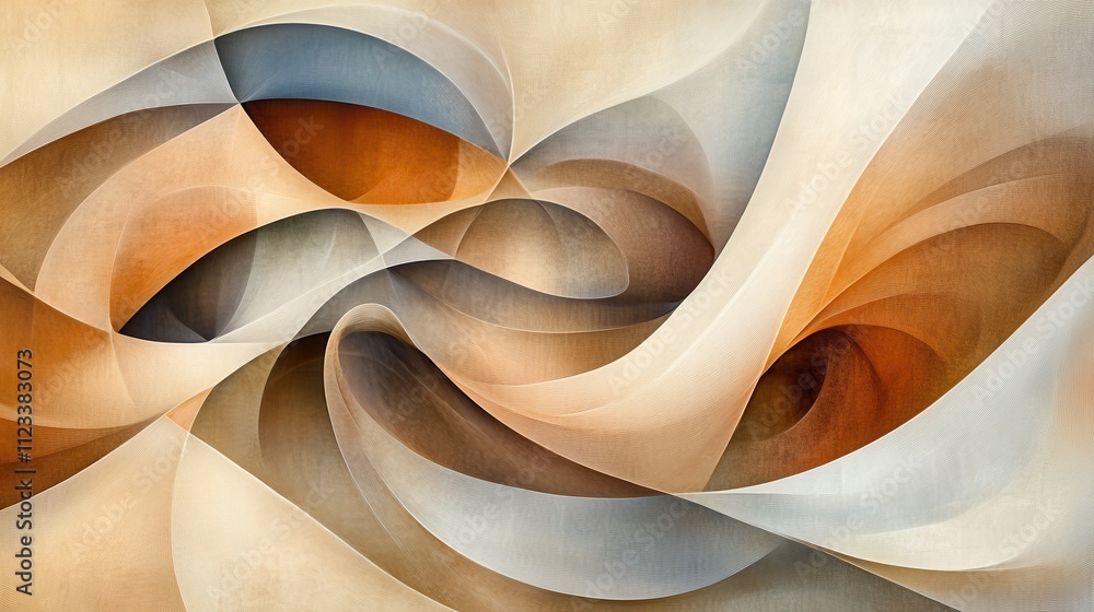 Poster Abstract Waves of Colorful Curves and Fluid Shapes in Soft Tones