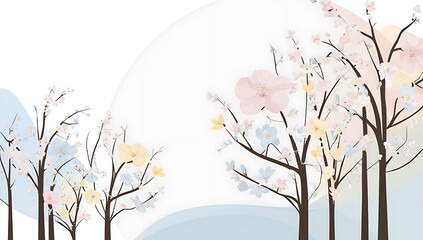 Pastel Blossoms Adorn Elegant Springtime Trees