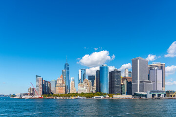 Lower Manhattan skyline seen from the water