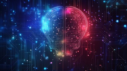 Obraz premium Abstract Digital Brain: Neural Network and Artificial Intelligence Concept