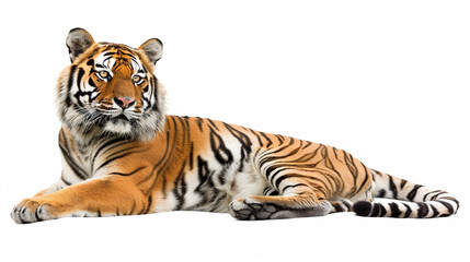 Fototapeta premium tiger roaring on an isolated white background, object focused, png, stock image, hd quality,