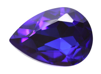 One violet shiny gemstone isolated on white