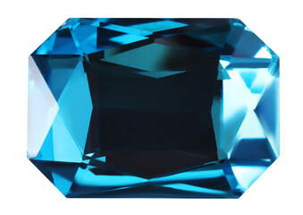Light blue shiny gemstone isolated on white