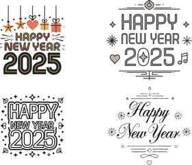 Obraz premium Happy new year 2025 typography design
