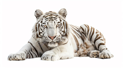 white bengal tiger on an isolated white background, object focused, png, stock image, hd quality © Generative Stocks