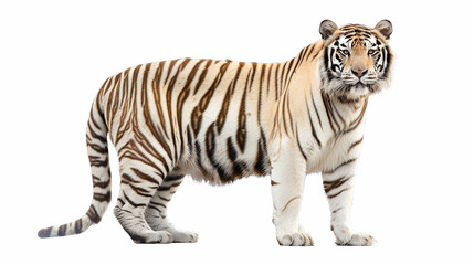 Fototapeta premium white bengal tiger on an isolated white background, object focused, png, stock image, hd quality