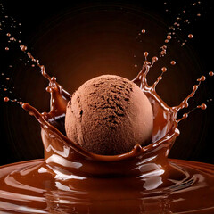 Chocolate liquid splash with drops, isolated on white background.