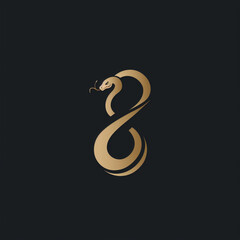 Obraz premium Gold Snake Logo Infinity Symbol Reptile Design Vector Graphic
