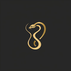 Fototapeta premium Golden Cobra Logo Elegant Snake Design Black Background