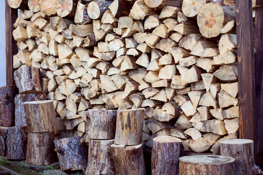  Neatly Stacked Firewood Ready for Winter Heating