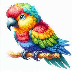 Fototapeta premium Colorful parrot perched on branch displaying vibrant plumage in a natural setting