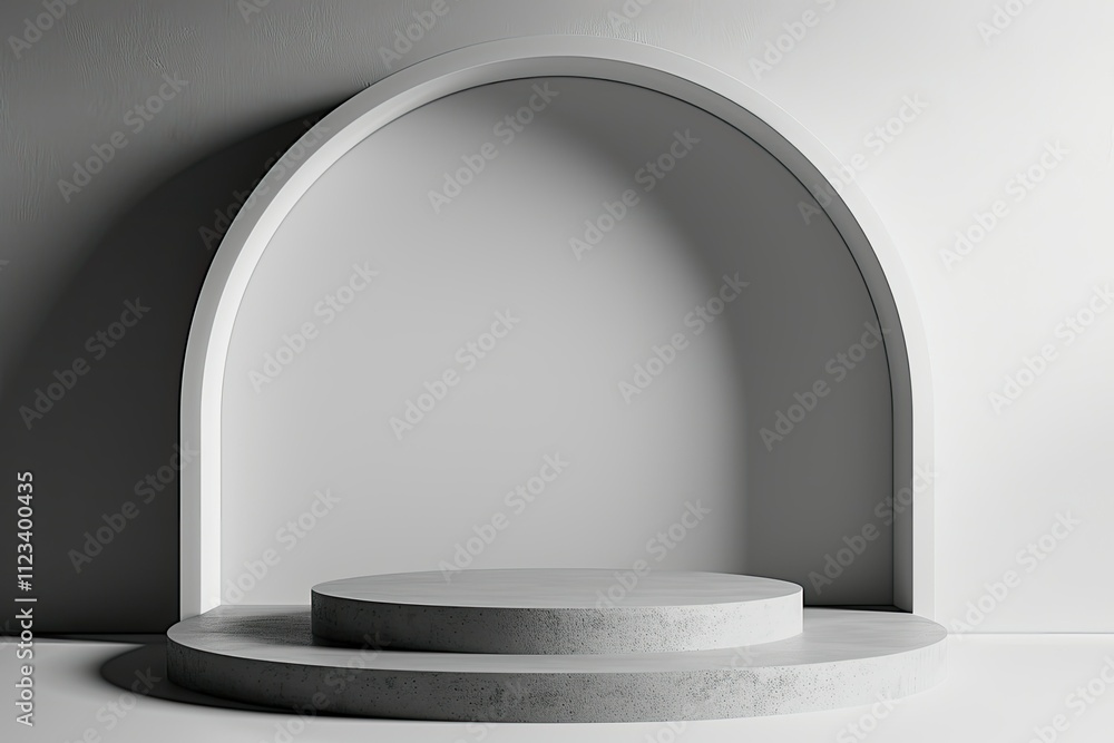 Aufkleber pixel perfect picture of abstract gray textured background with empty podium in a white studio