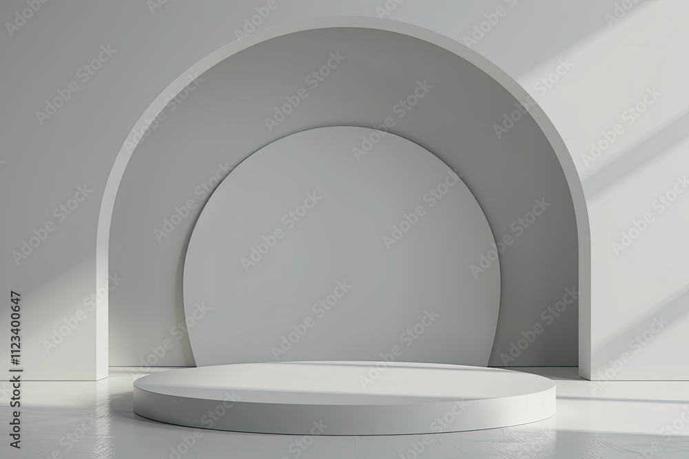 Poster detailed color image of pastel gray background with gradient light and product display