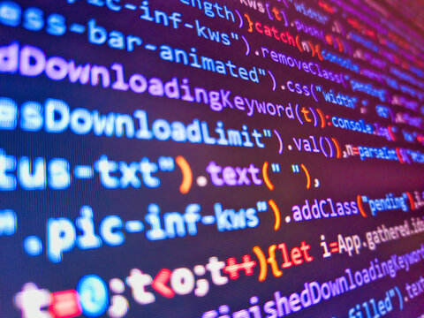 Php web programming source code. Developer display with source code. Software code or script  abstract background with numbers. Business graph background. Abstract code background. Blue color.