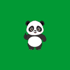 Fototapeta premium Vector graphic of a cartoon illustration of a cute panda giving a thumbs up. This vector is perfect for t-shirt designs, templates, banners, decorations, children's coloring books, covers and branding