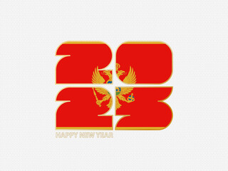 Obraz premium Abstract numbers 2025 with flag of Montenegro.