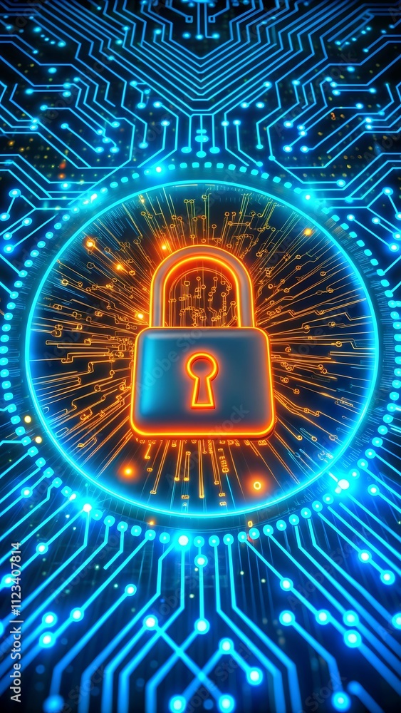 Poster abstract secure technology background with circuit