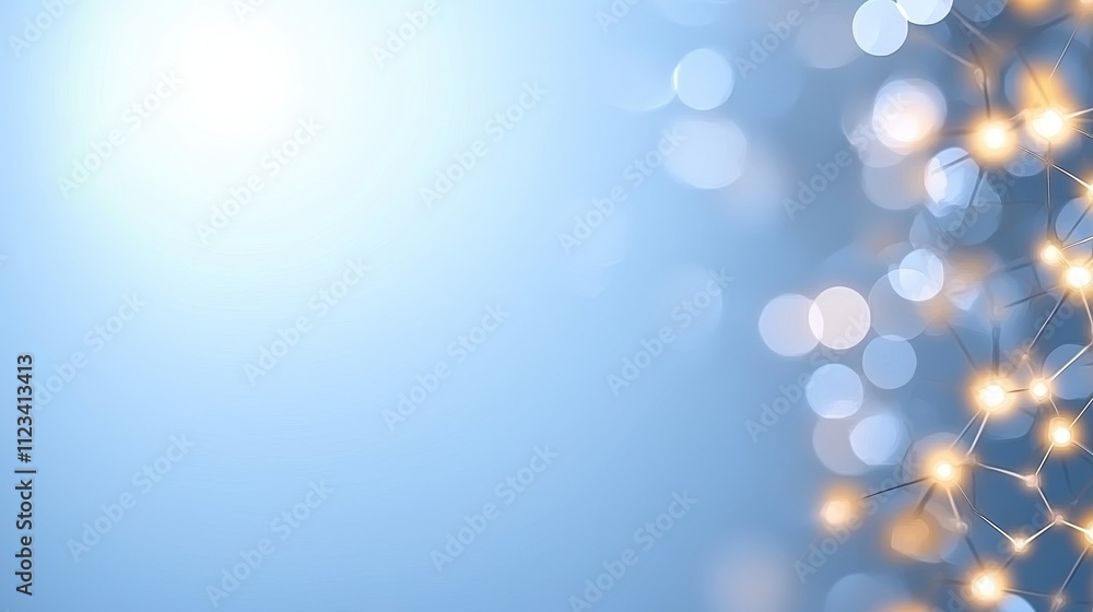 Poster Soft Blue Background with Abstract Light Bokeh Effect Creating a Serene and Calm Atmosphere for Design Projects