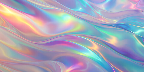 Obraz premium Colorful iridescent waves create a mesmerizing pattern reflecting light and beauty