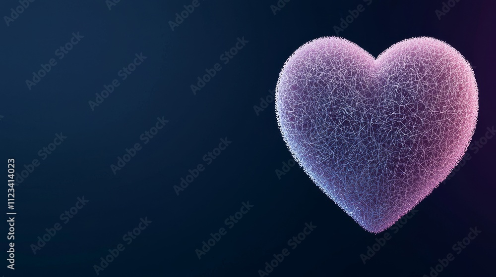Poster soft and elegant heart shape with colorful textures on a dark background for romantic themes and exp