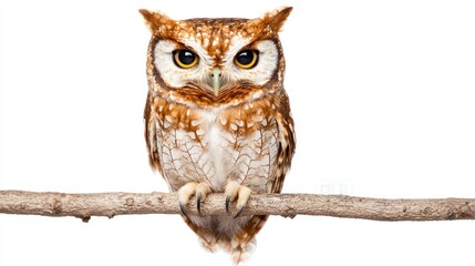 Obraz premium Captivating owl perched on a branch natural habitat wildlife photography detailed close-up nature concept