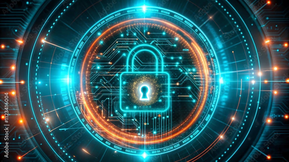 Poster abstract secure technology background with circuit