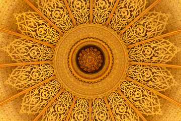 Ornate Marble Dome Ceiling of Monserrate Palace, Sintra, Portugal