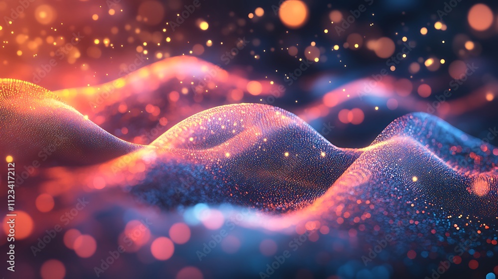 Wall mural abstract wave patterns with vibrant colorful glowing digital effects image