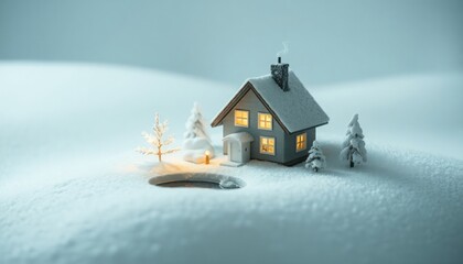 Naklejka premium christmas house in the snow