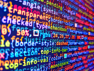 Image of stock market data processing over plexus network floating against black background. Abstract code background. Software code or script  abstract background with numbers. Developer work.