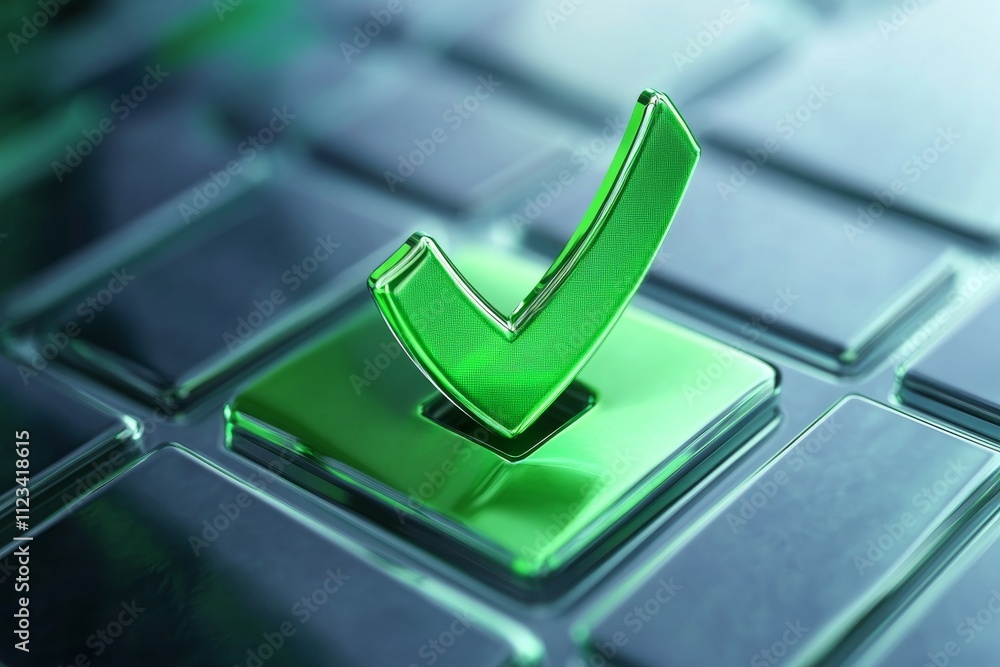 Fototapete green checkmark within checkbox symbolizing completion and approval in digital forms and surveys