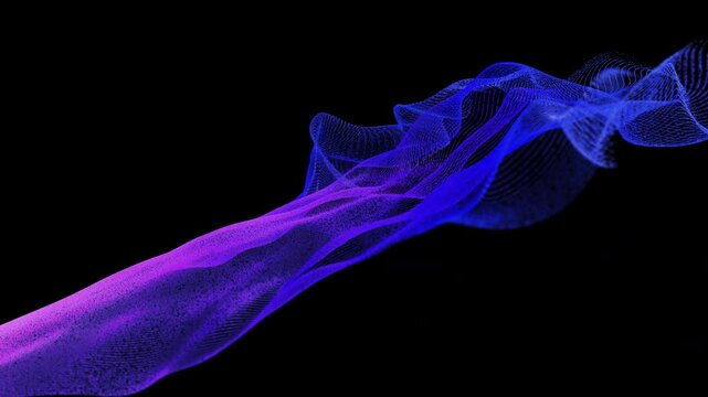 Abstract animation of glowing particles on monochrome background. High quality 4k footage