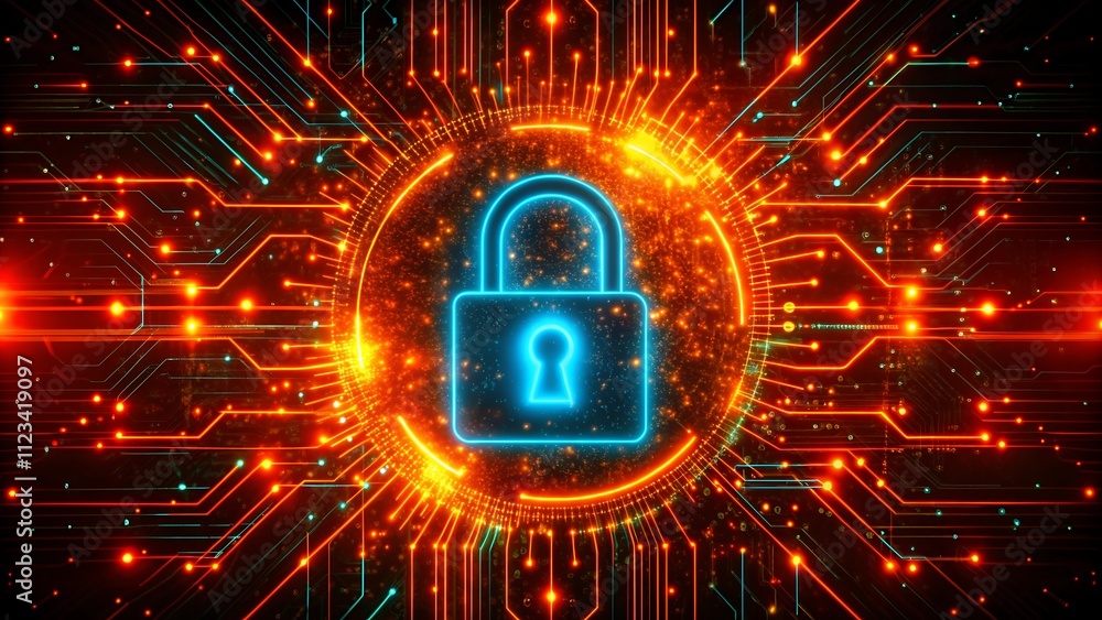Poster abstract secure technology background with circuit