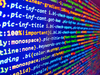 Binary background. Blue software developer background. Blue binary data code background for...