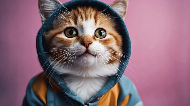 colored kitty posing clothes cute hiphop little cat shoot  portrait video  adorable animal art breakdance cartoon colourful comic cool dancer design fashion fluffy font
