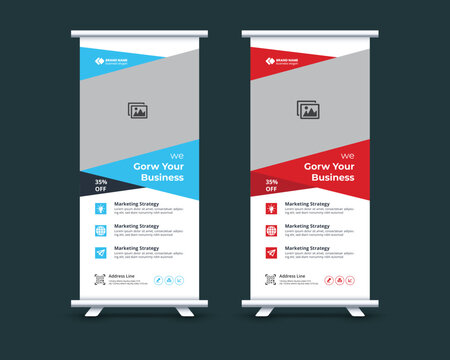 creative minimal rollup banner design vector template, modern business rollup banner design.