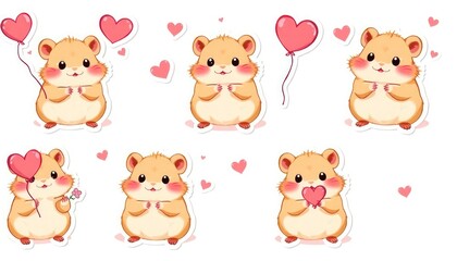 Fototapeta premium set of animals hamster stikers.