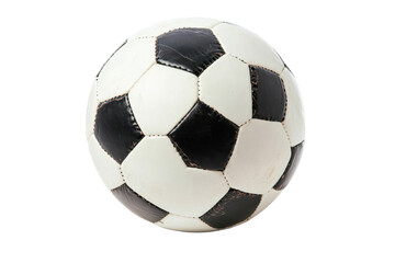 Fototapeta premium A classic black and white soccer ball, resting on a white isolate background. Ideal for sports-themed designs and activities.