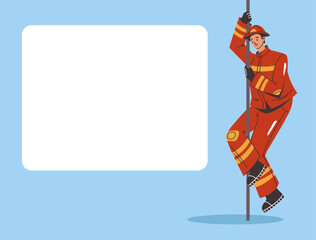 Firefighter instruction information banner poster concept. Vector graphic design illustration element