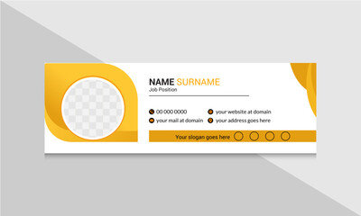 Modern Email Signature  Unique Template Yellow Color Clean Vector Business Mail signature