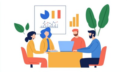 Fototapeta premium Team collaboration meeting in office space business strategy discussion modern workspace professional environment group perspective for growth